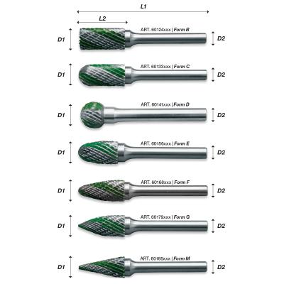 Fræsestift HM Ø6x18 mm form F (Speedcut) med Ø6 mm skaft